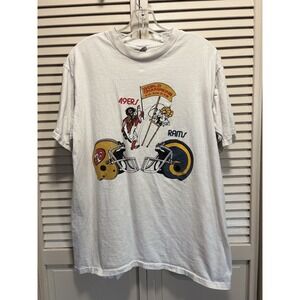 Vintage 49ers Vs Rams Graphic Logo Crew Neck T-Shirt Single Stitch Size XL‎